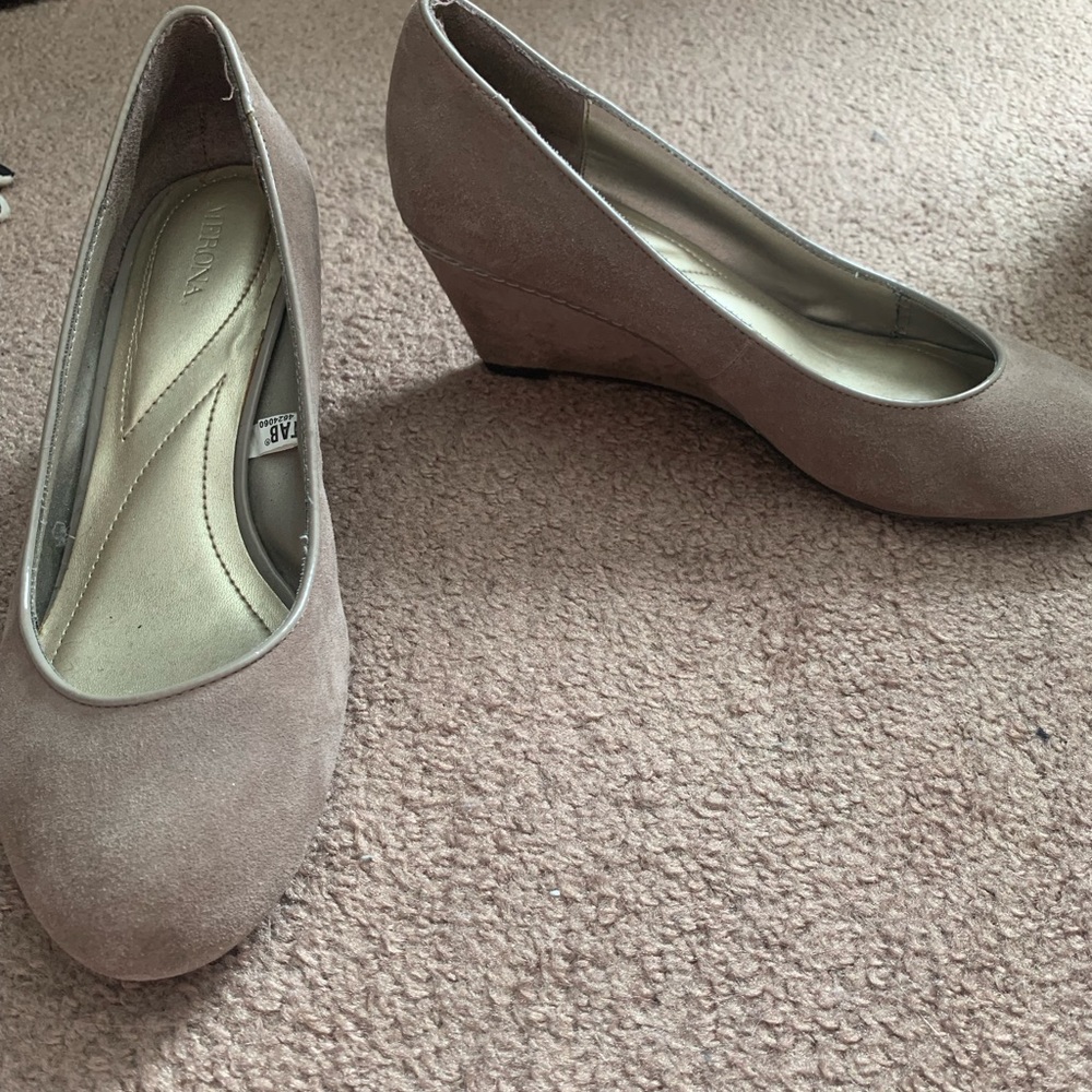 Brown suede wedges